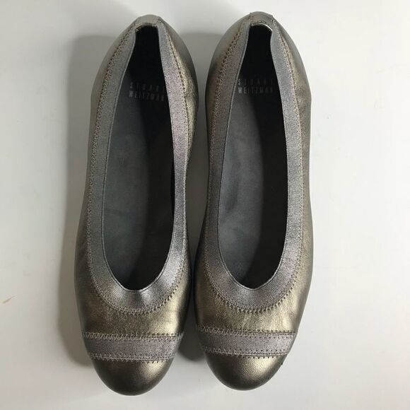 Stuart Weitzman Sz 10 Gold Leather Ballet Flats - Picture 4 of 8